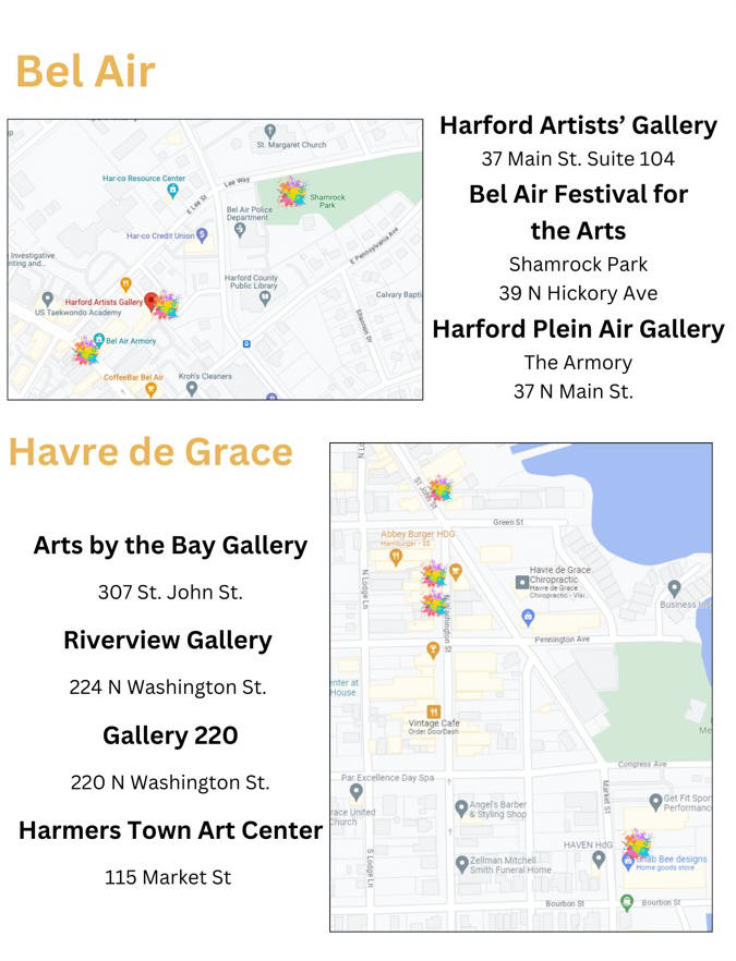 Arts Across Harford Gallery Crawl Map - Havre De Grace Arts Collective